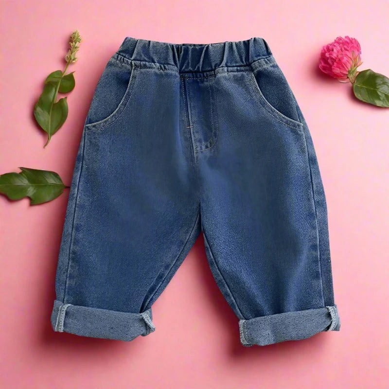 Baby Solid Jeans - Casual, Soft Denim Pants for Boys and Girls