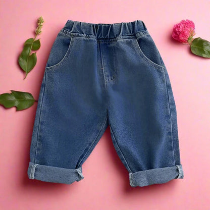 Baby Solid Jeans - Casual, Soft Denim Pants for Boys and Girls