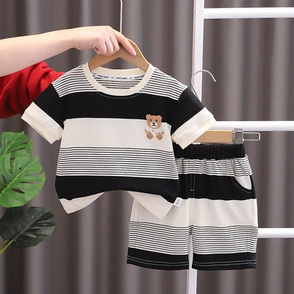 New Summer Baby Striped Tracksuit Set