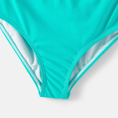 Family Matching Swimwear: Striped One-Piece & Colorblock Trunks, Summer Ready