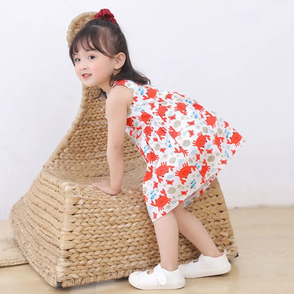 Cotton Sleeveless Flower Dress: Summer Princess Party Outfit