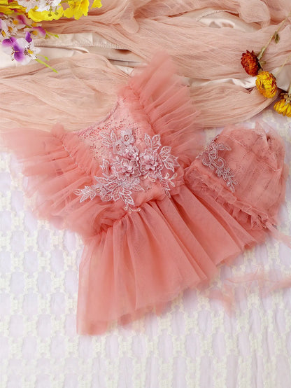 Lace Floral Mesh Romper Set for Baby