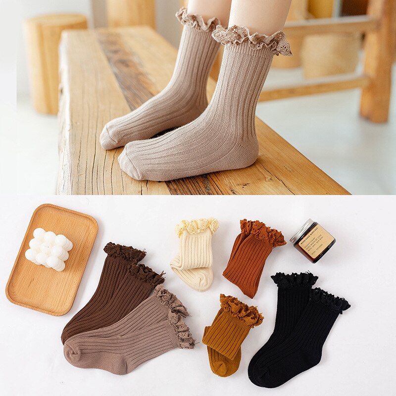 Hose Mid-calf  Ruffle Socks For Girls