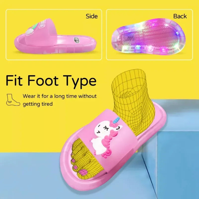 Cartoon Unicorn Slippers: Lighted Fashion for Kids