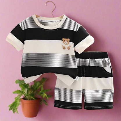 New Summer Baby Striped Tracksuit Set