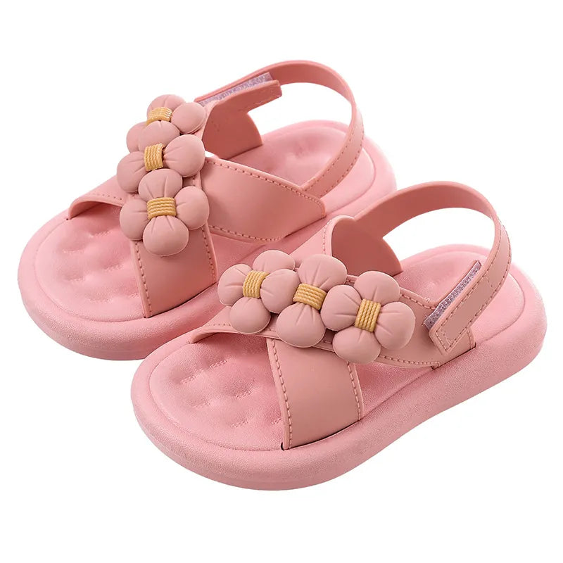 Princess Flower Platform Sandals: Stylish and Comfortable Pink Flats for Girls