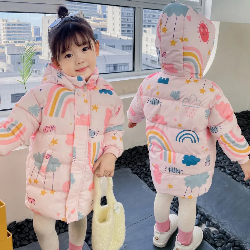 New Kids' Winter Hooded Jacket - Cotton Warm Outerwear (2-7 Years)