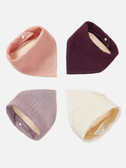 Organic Cotton Bibs: Super Absorbent 4-Pack Set for Babies