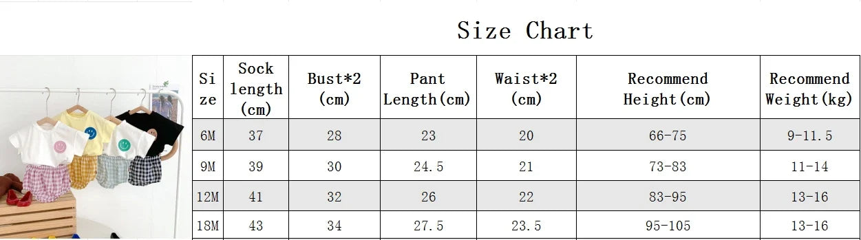 Smile Face Cotton T-shirt + Plaid Shorts Set: Summer Baby Outfit