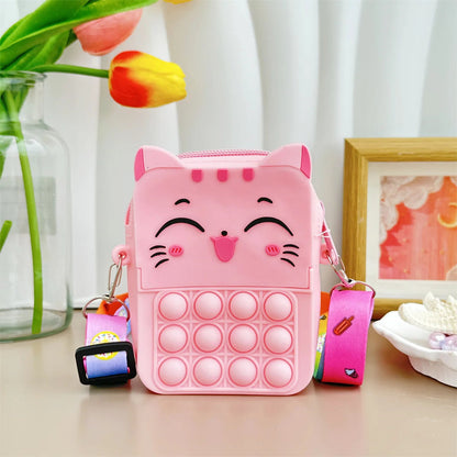 Girls Cute Cat Messenger Bag: Stylish & Educational