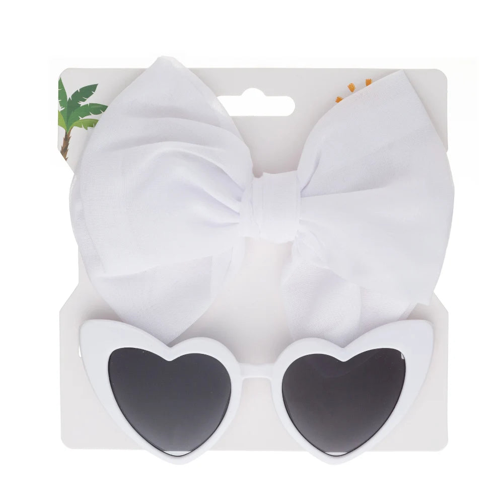Heart Sunglasses & Bow Headband Set: Kids Fashion