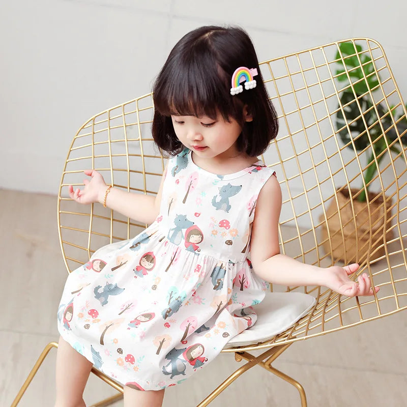 Cotton Sleeveless Flower Dress: Summer Princess Party Outfit