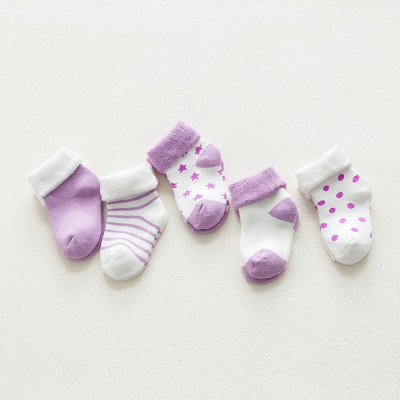 5 Pairs Thicken Cartoon Comfort Cotton Newborn Socks
