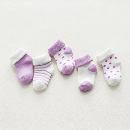 5 Pairs Thicken Cartoon Comfort Cotton Newborn Socks