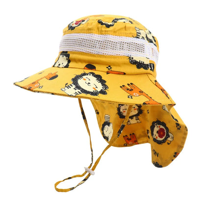 Summer Cartoon Neck Protective Kids Caps