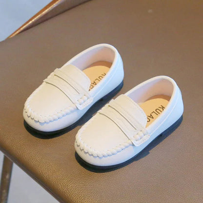 Boys' Leather School Loafers: Simple Slip-On Classic Formal Shoes