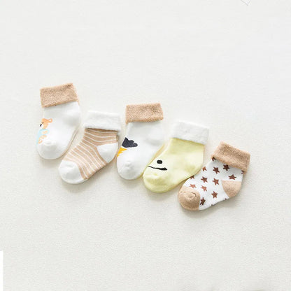 5 Pairs Thicken Cartoon Comfort Cotton Newborn Socks