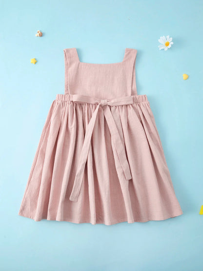 Summer Princess Dress: Solid Color Pleated Sleeveless Cotton