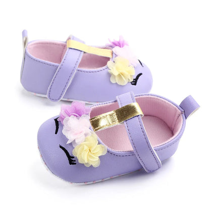 Prewalking Shoes: Soft PU Toddler Girl Shoes with Cute Flower Design