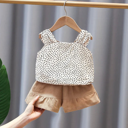 Cotton Sleeveless Baby Girls' Summer Sets: Cute 2-Piece Outfits
