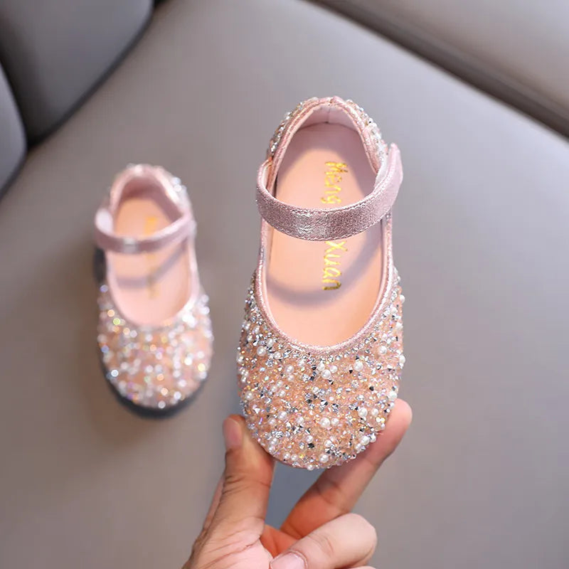 Rhinestone Leather Princess Shoes - Girls' Spring