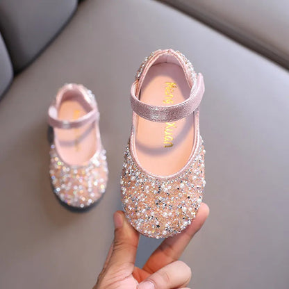 Rhinestone Leather Princess Shoes - Girls' Spring