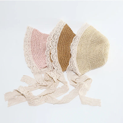 Cute Lace Straw Sun Hat: Wide Brim Panama Cap