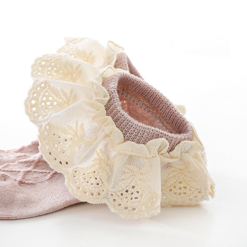Lace Flower Long Tube Socks For Children