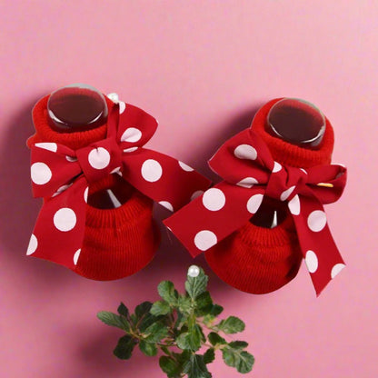 Newborn Bow Cotton Socks: Infant Anti-Slip Rubber Soles