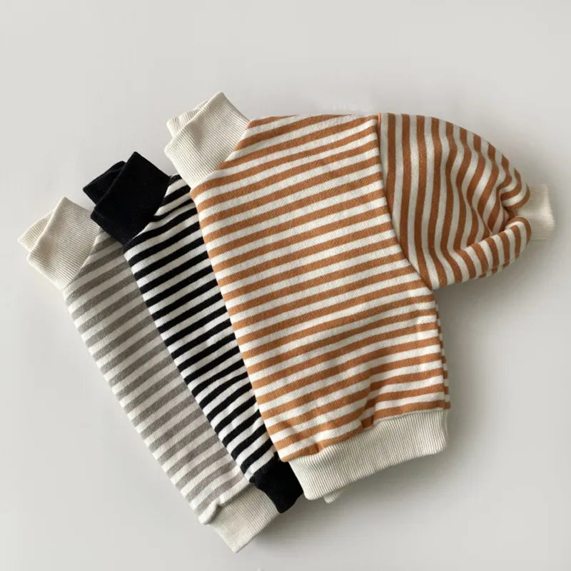 Cozy Striped High-neck Sweatshirt for Babies