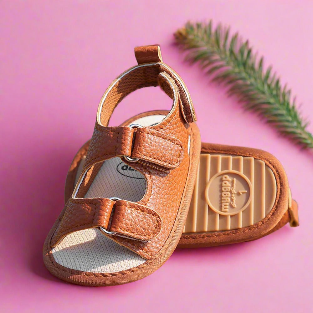 New Baby Sandals: PU Soft Sole Anti-Slip Infant First Walker Crib Shoes