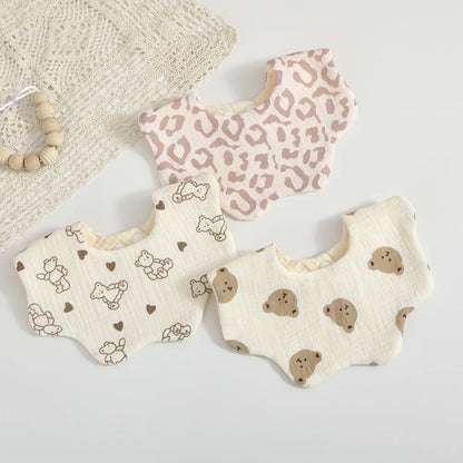 Soft Cotton Petal Print Baby Feeding Bibs