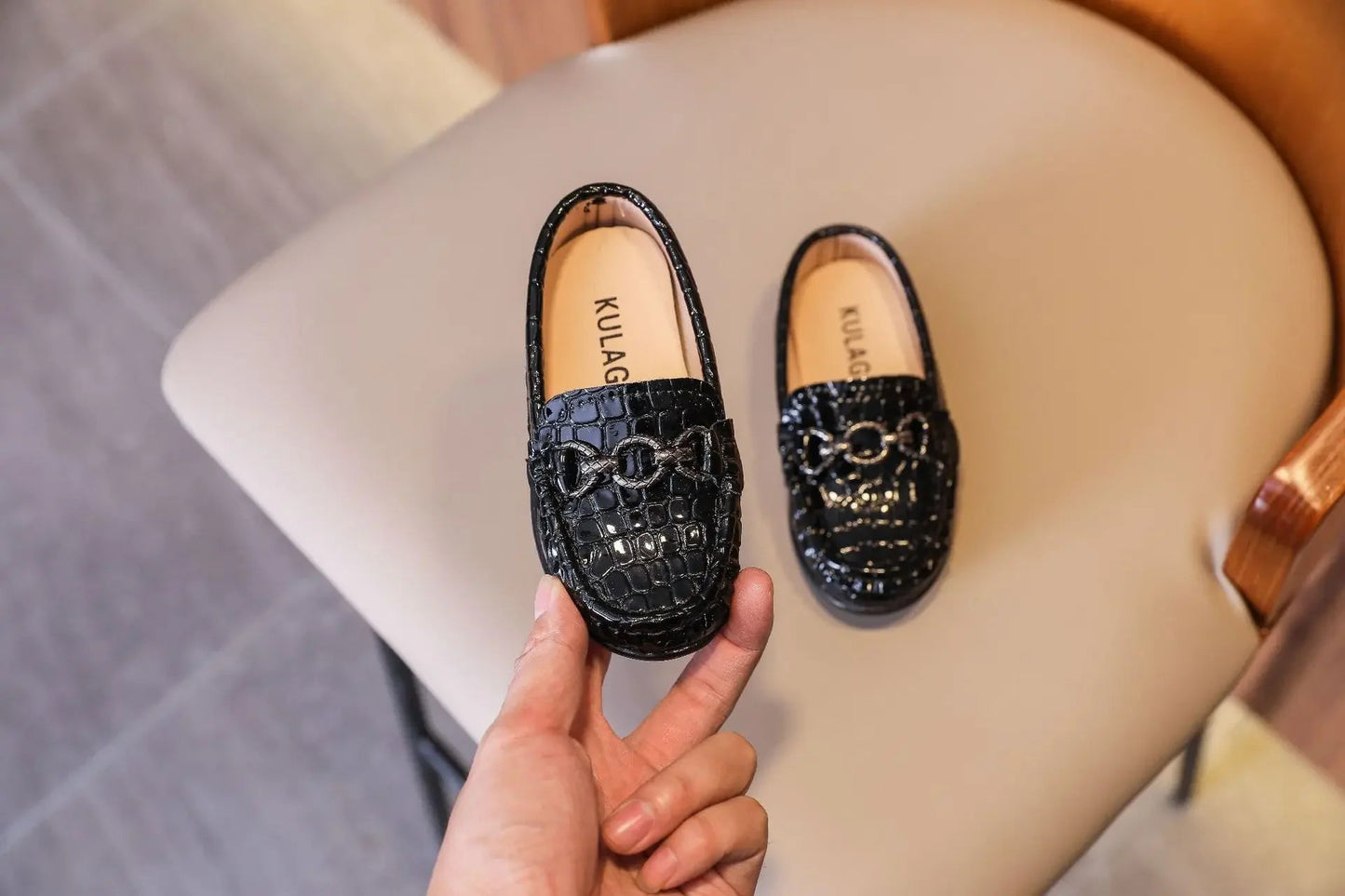 Baby Boys' Leather Loafers: Casual Flats with Metal Buckle