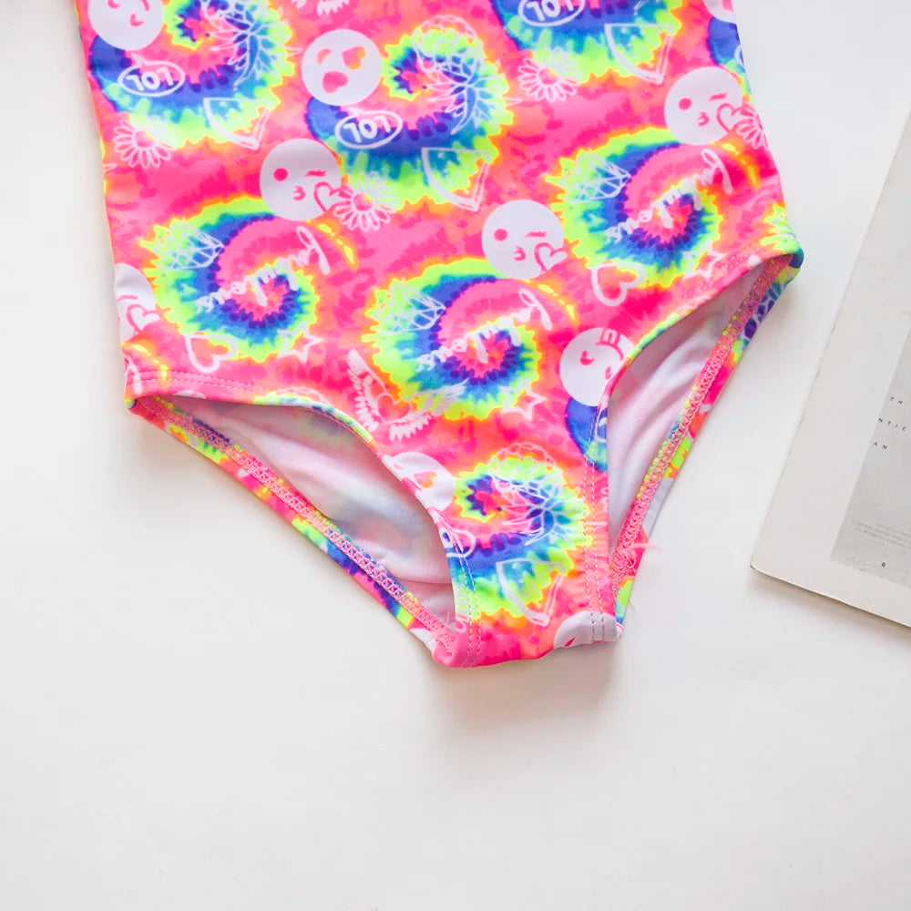 Gradient Puff Sleeve Girls' Swimsuit - Mermaid Bathing Suit