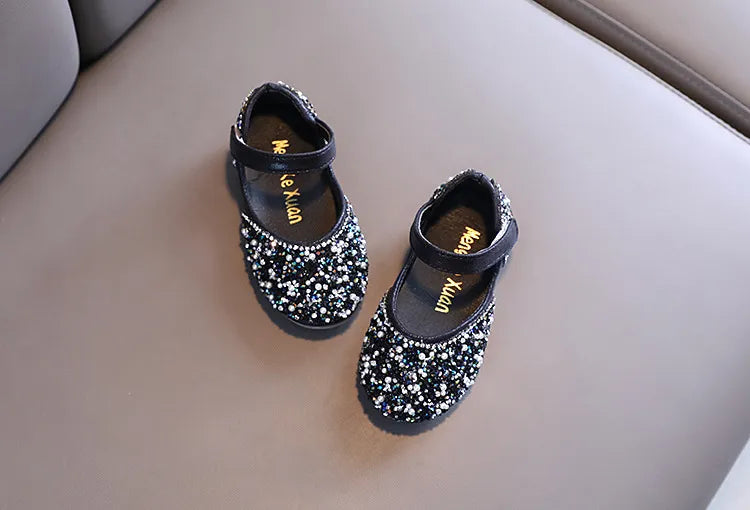 Rhinestone Leather Princess Shoes - Girls' Spring