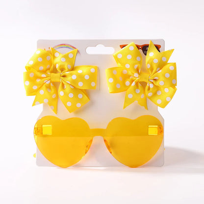 Kids Hairpin Set: Cute Dot & Heart Sunglasses