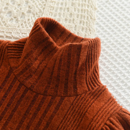Chic High Neck Woolen Dress - Autumn/Winter Collection for Girls