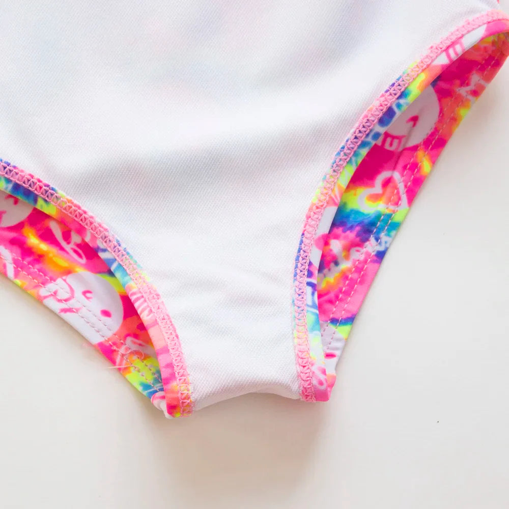 Gradient Puff Sleeve Girls' Swimsuit - Mermaid Bathing Suit
