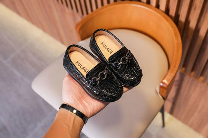 Baby Boys' Leather Loafers: Casual Flats with Metal Buckle