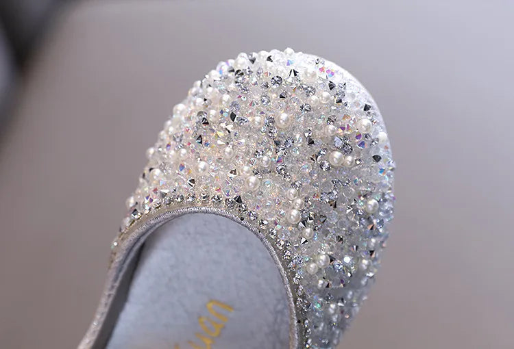 Rhinestone Leather Princess Shoes - Girls' Spring
