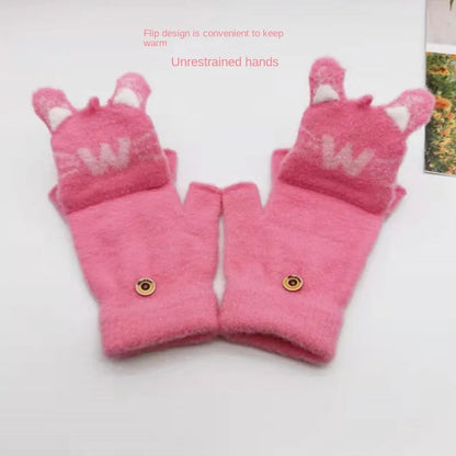 Cute Winter Gloves - Warm Faux Fur Knit for Kids