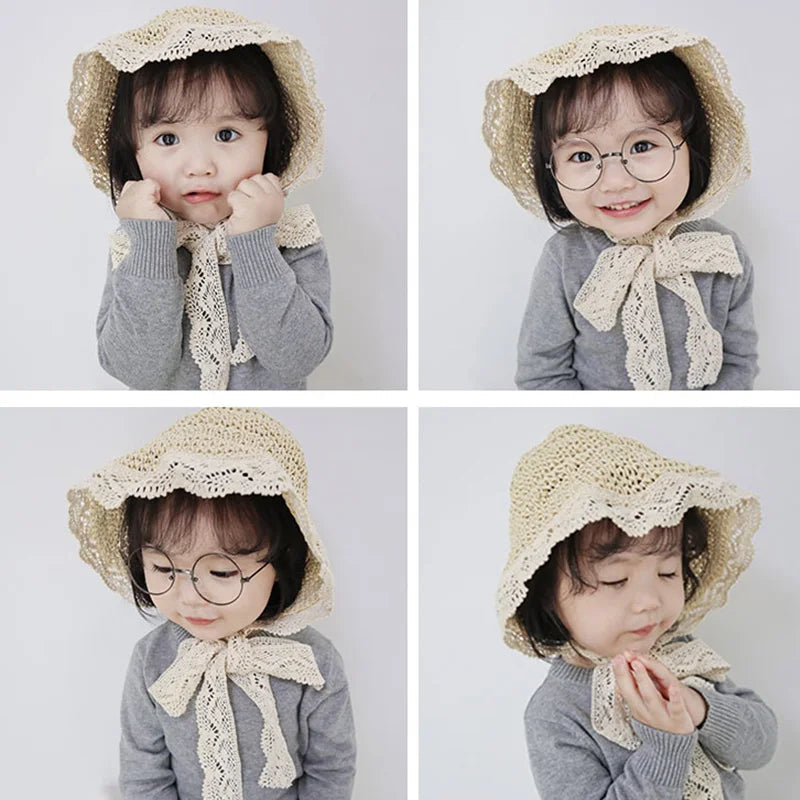 Cute Lace Straw Sun Hat: Wide Brim Panama Cap