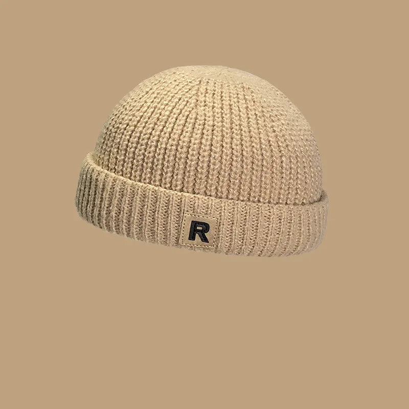 Warm Knitting R Letter Melon Cap for Babies