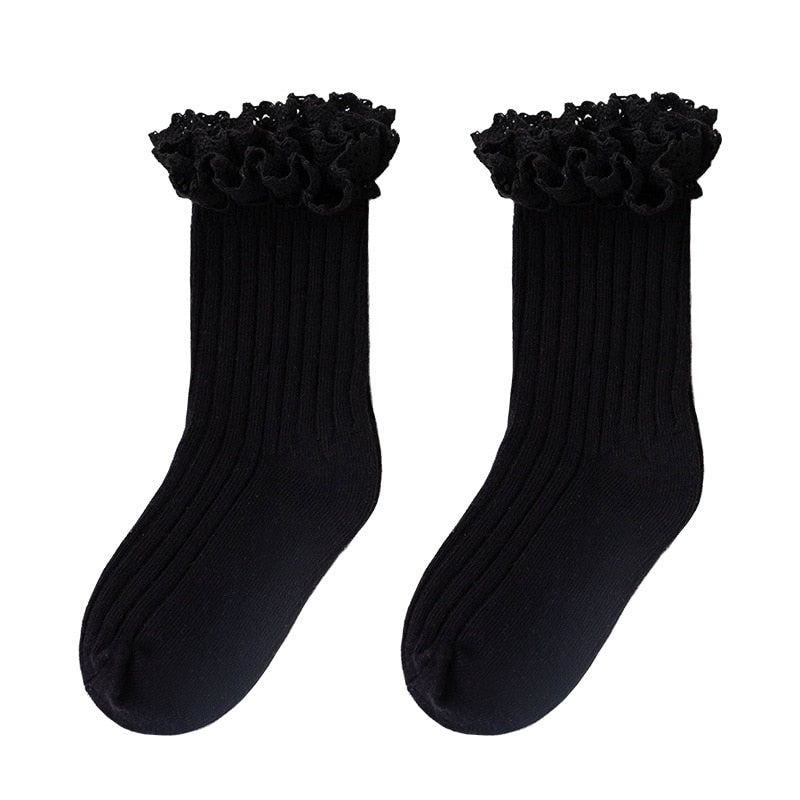 Hose Mid-calf  Ruffle Socks For Girls