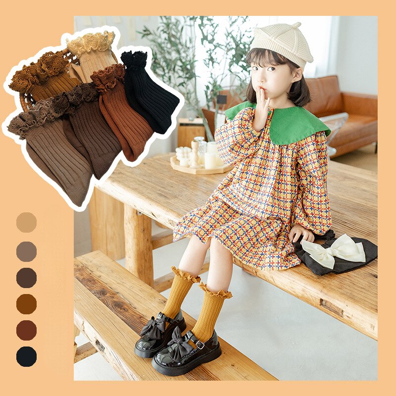 Hose Mid-calf  Ruffle Socks For Girls