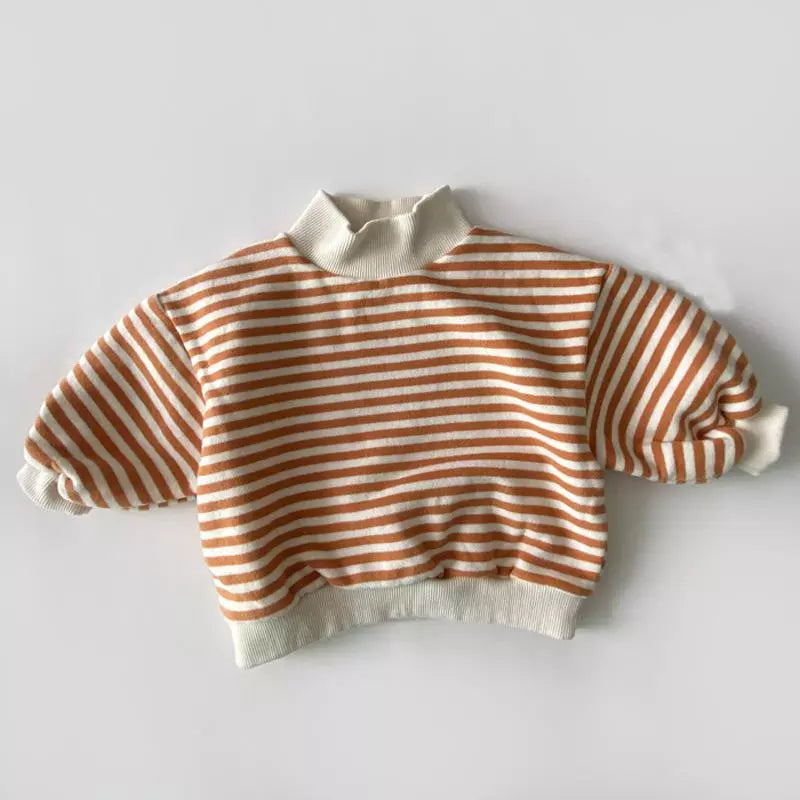 Cozy Striped High-neck Sweatshirt for Babies