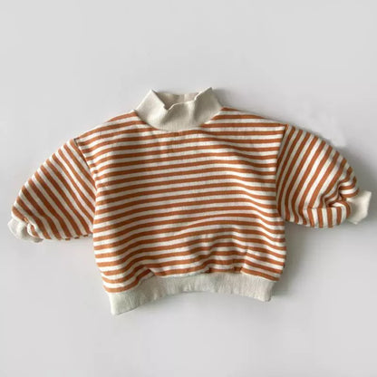 Cozy Striped High-neck Sweatshirt for Babies