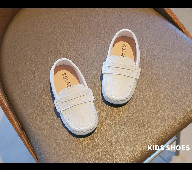Boys' Leather School Loafers: Simple Slip-On Classic Formal Shoes