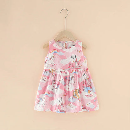 Cotton Sleeveless Flower Dress: Summer Princess Party Outfit