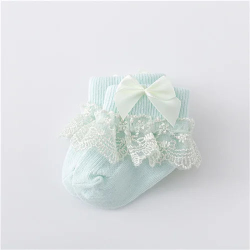 Newborn Baby Girls' Lace Socks with Princess Bow